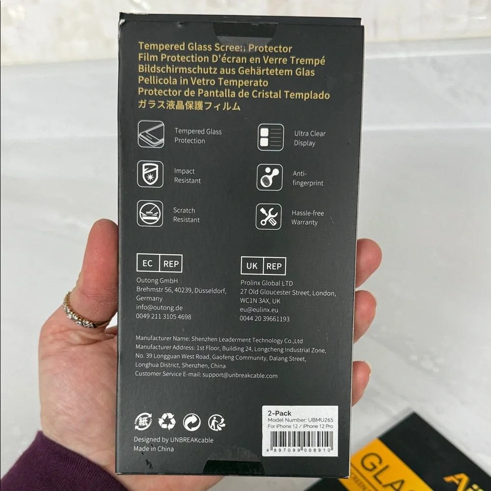 Ailun Black Glass Screen Protector with Orange Accents IPHONE 12pro